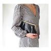Pleated Leather Clutch Black
