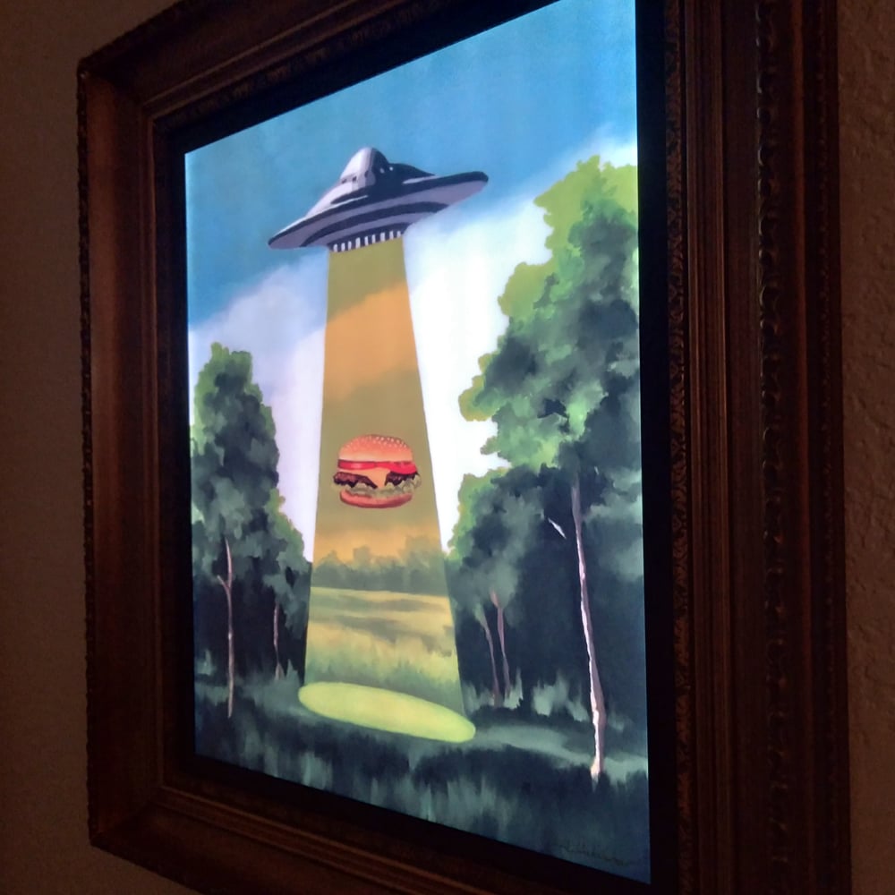 The Hamburger Abduction - LED BACKLIT framed unit