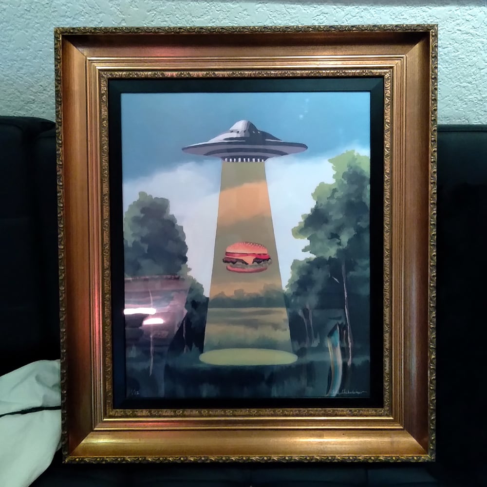 The Hamburger Abduction - LED BACKLIT framed unit