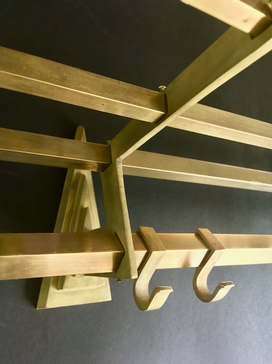 Image of Art Deco Brass Coat Rack with Hat Shelf