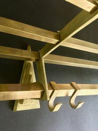 Image 3 of Art Deco Brass Coat Rack with Hat Shelf