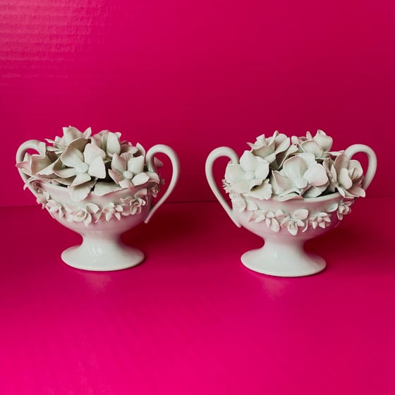 Image of Pair of French Porcelain Flower Vases