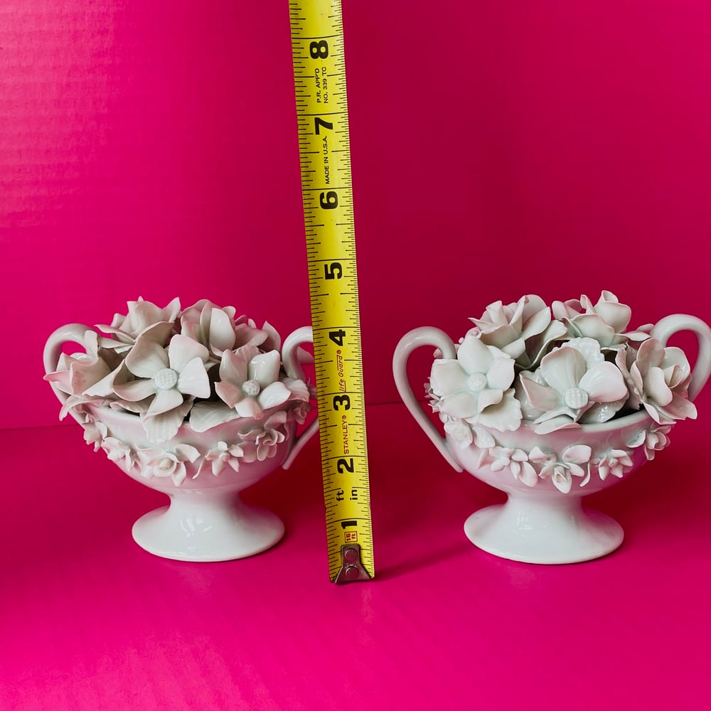 Image of Pair of French Porcelain Flower Vases