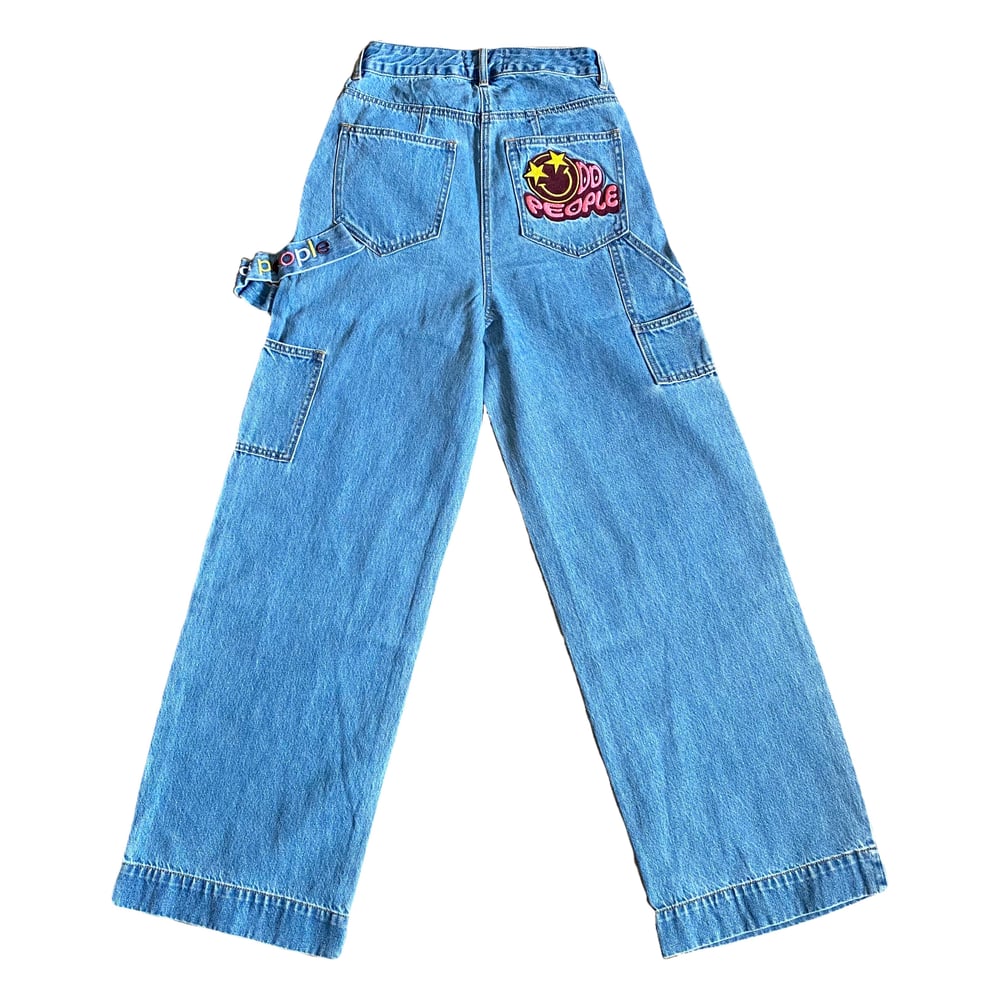 Image of Wide Leg Carpenter Pants (Blue Denim)