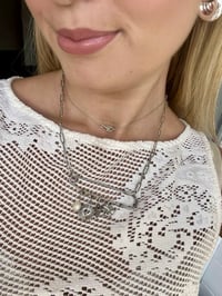 Image 3 of Paperclip Chain Pin Charm Necklace - Stainless Steel or gold