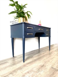 Image 2 of Stag Chateau Dressing Table painted in navy blue. Part of large bedroom set