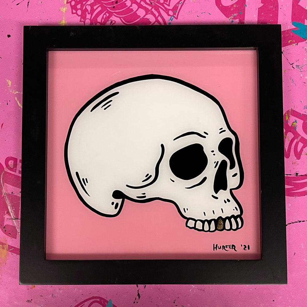 Skull- Reverse Glass Hand Painted Frame