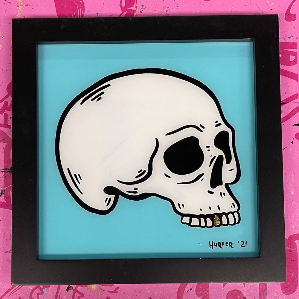 Skull- Reverse Glass Hand Painted Frame