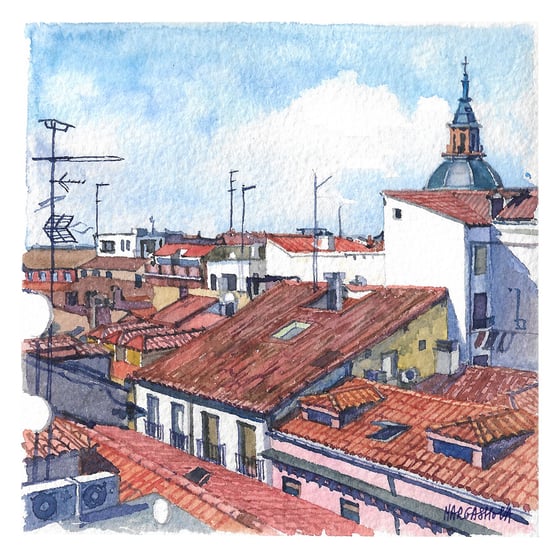 Image of Tejados de Madrid - La Latina | Print | Watercolor | Acuarela