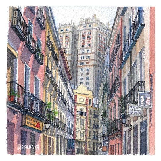 Image of Calle Juan de Dios - Noviciado, Madrid | Print | Watercolor | Acuarela