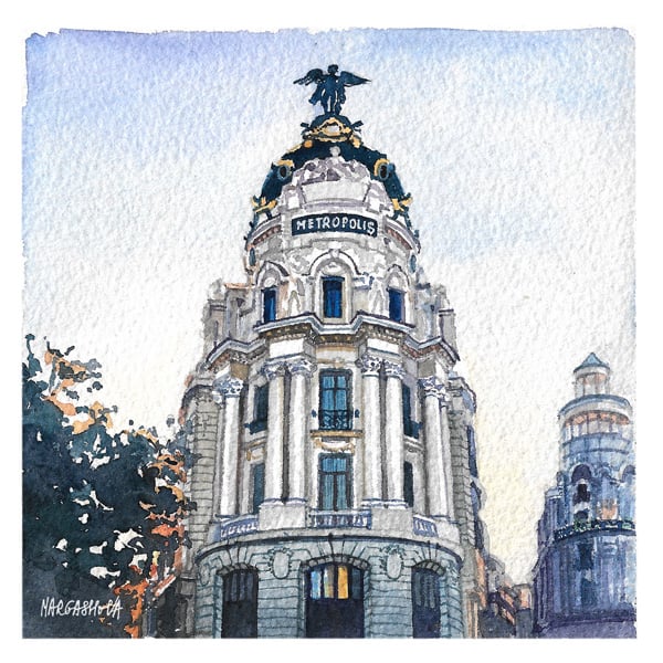 Image of Edificio Metrópolis - Madrid | Print | Watercolor | Acuarela