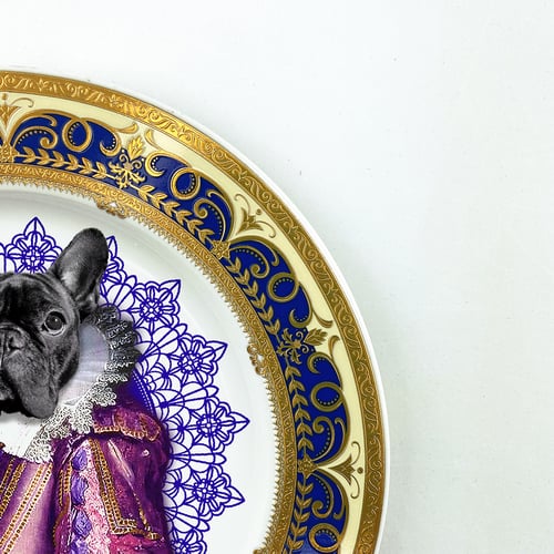 Image of Lady Blondie pet portrait dog frenchie bulldog - Fine China Plate - #0786