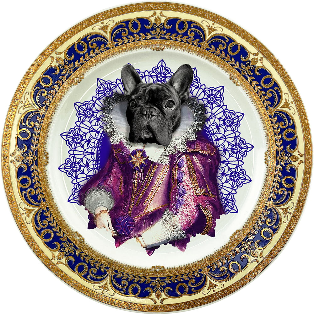 Image of Lady Blondie pet portrait dog frenchie bulldog - Fine China Plate - #0786