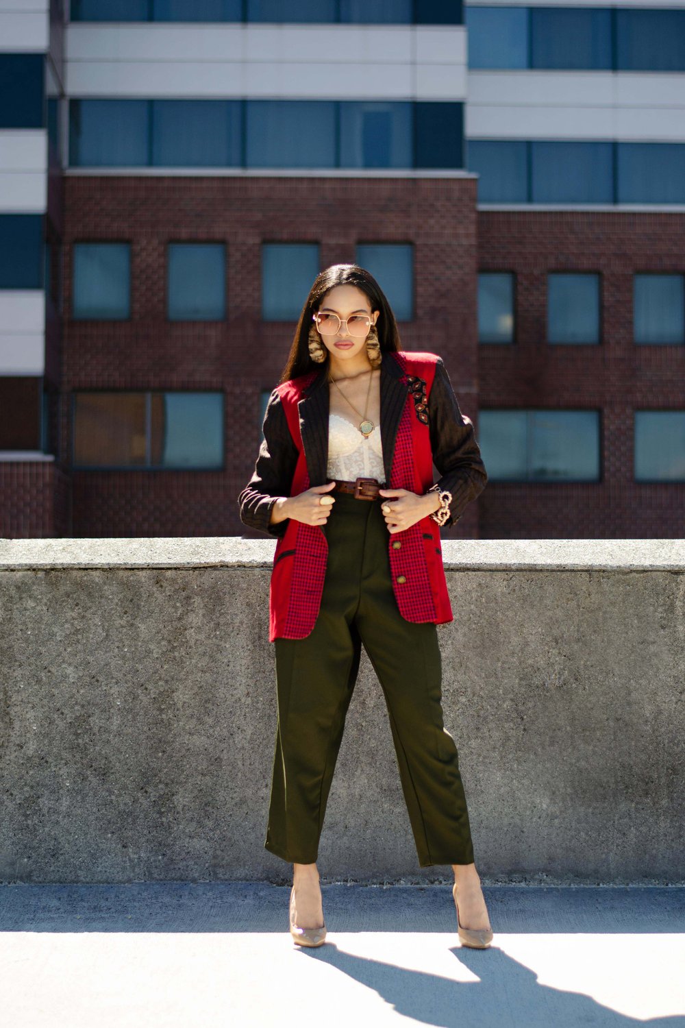 Image of Vintage Kazara Mixed Print Patchwork Blazer