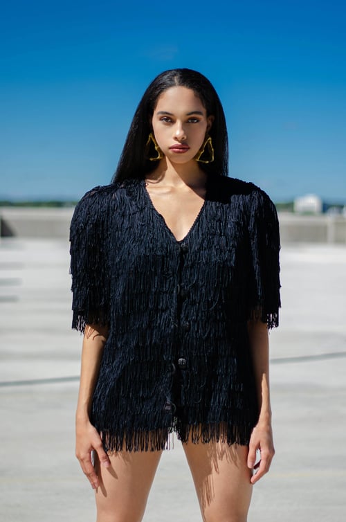 Image of Vintage Mahalia Short Sleeve Fringe Blazer