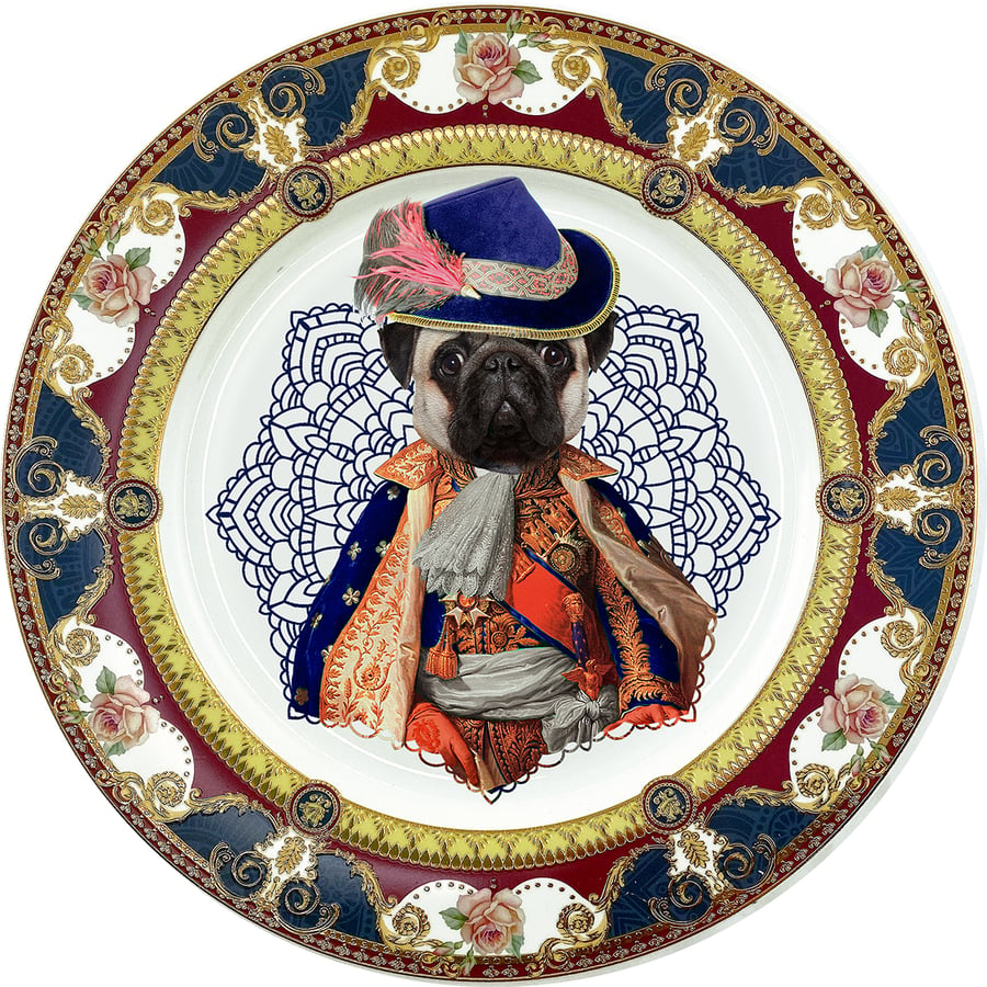 Image of Lord Pug - Carlino - Large Fine China Plate - #0777