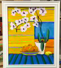 Orchid and Yellow Wall