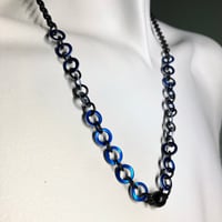 Image 3 of 22" Matte Black & Blue Convertible Necklace/Eyeglass Chain with Matte Black Ball Magnet Clasp