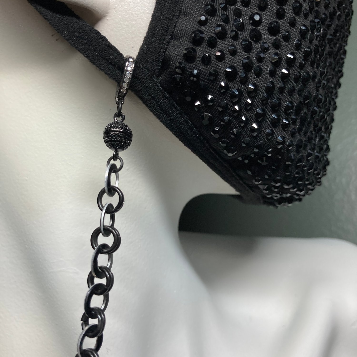 Image of 18.5" All Black Stainless & Aluminum Convertible Chain with Black Pavé Clasp