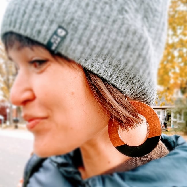 Ava Colorblock Wood Hoop Earrings