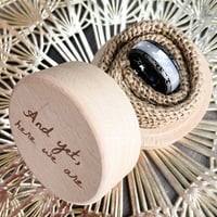 Image 1 of To the Coast: Geraskier Rings || The Witcher Inspired Black Tungsten Carbide White Seashell Inlay
