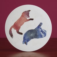 Image 5 of Fox & badger cub ceramic wall hanging