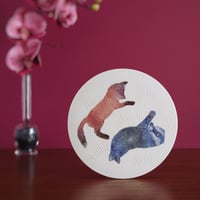 Image 4 of Fox & badger cub ceramic wall hanging