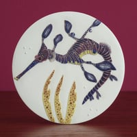 Image 5 of Weedy Sea dragon carved ceramic wall hanging