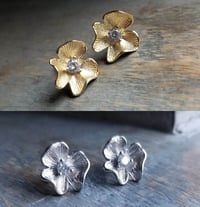 Image 1 of Perfect Pansy Stud Earrings (Silver + Gold)