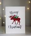 Merry Christmas Buffalo Check Moose Card