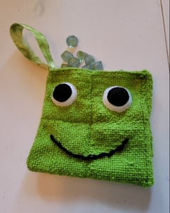 Image of Dice Guardian, Handmade Green Frog Monster Bag