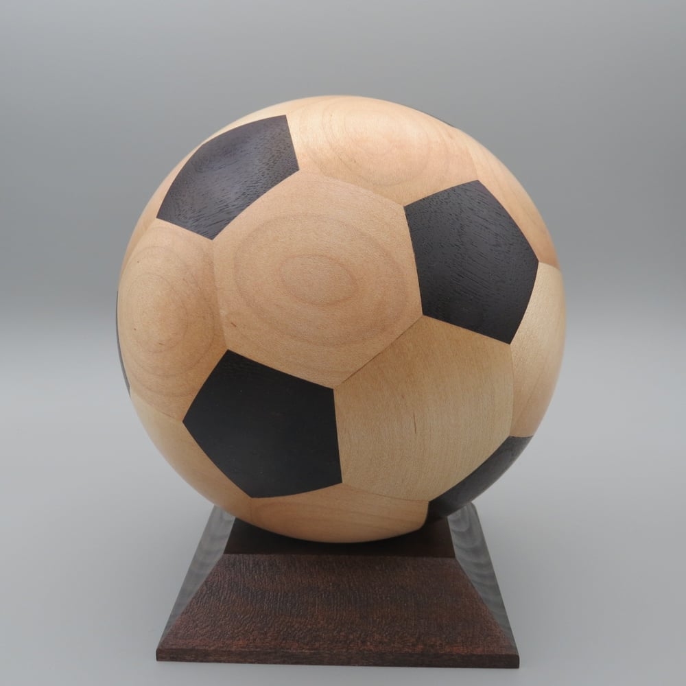 Image of Wood Soccer Ball Soft Maple and Roasted Walnut, Oil/Varnish Finish