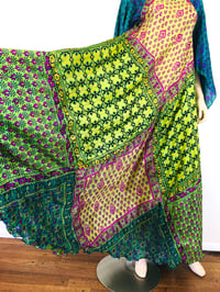 Image 4 of Vintage Adini Style Patchwork Silk Scarf Bias Caftan Dress