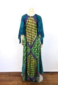 Image 5 of Vintage Adini Style Patchwork Silk Scarf Bias Caftan Dress