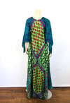 Vintage Adini Style Patchwork Silk Scarf Bias Caftan Dress