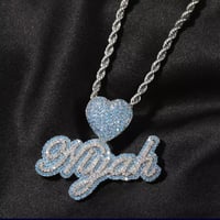 Image 2 of Two Tone -Name Personalized-Heart Hook18K Gold Plated 