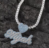 Image 3 of Two Tone -Name Personalized-Heart Hook18K Gold Plated 