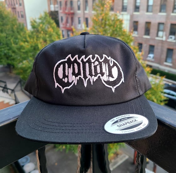 Image of Black Low Profile Snapback w/ White Embroidery 