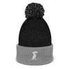Grey Pastel "Classic" Embroidered Pom Beanie