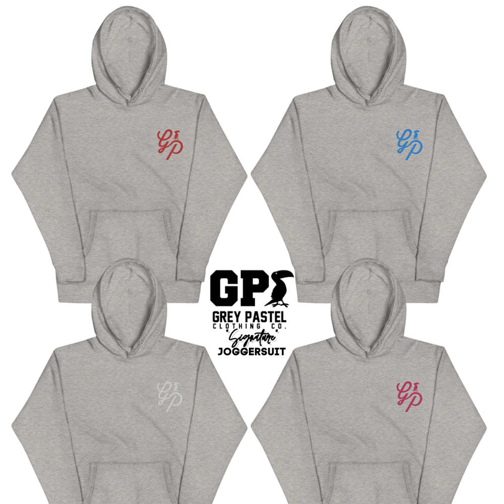 Grey Pastel "Signature" Embroidered Carbon Grey Joggersuit 