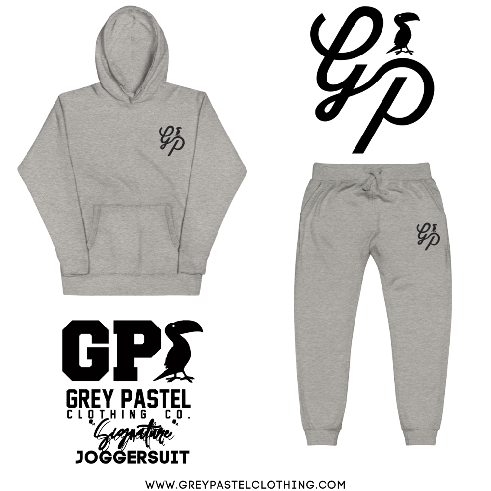 Grey Pastel "Signature" Embroidered Carbon Grey Joggersuit 