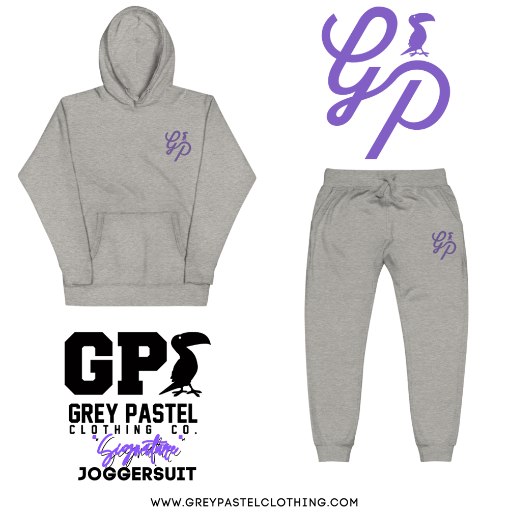 Grey Pastel "Signature" Embroidered Carbon Grey Joggersuit 
