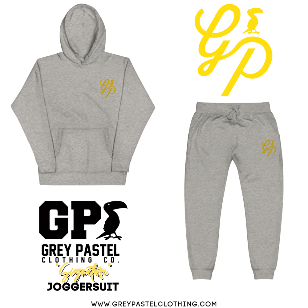 Grey Pastel "Signature" Embroidered Carbon Grey Joggersuit 