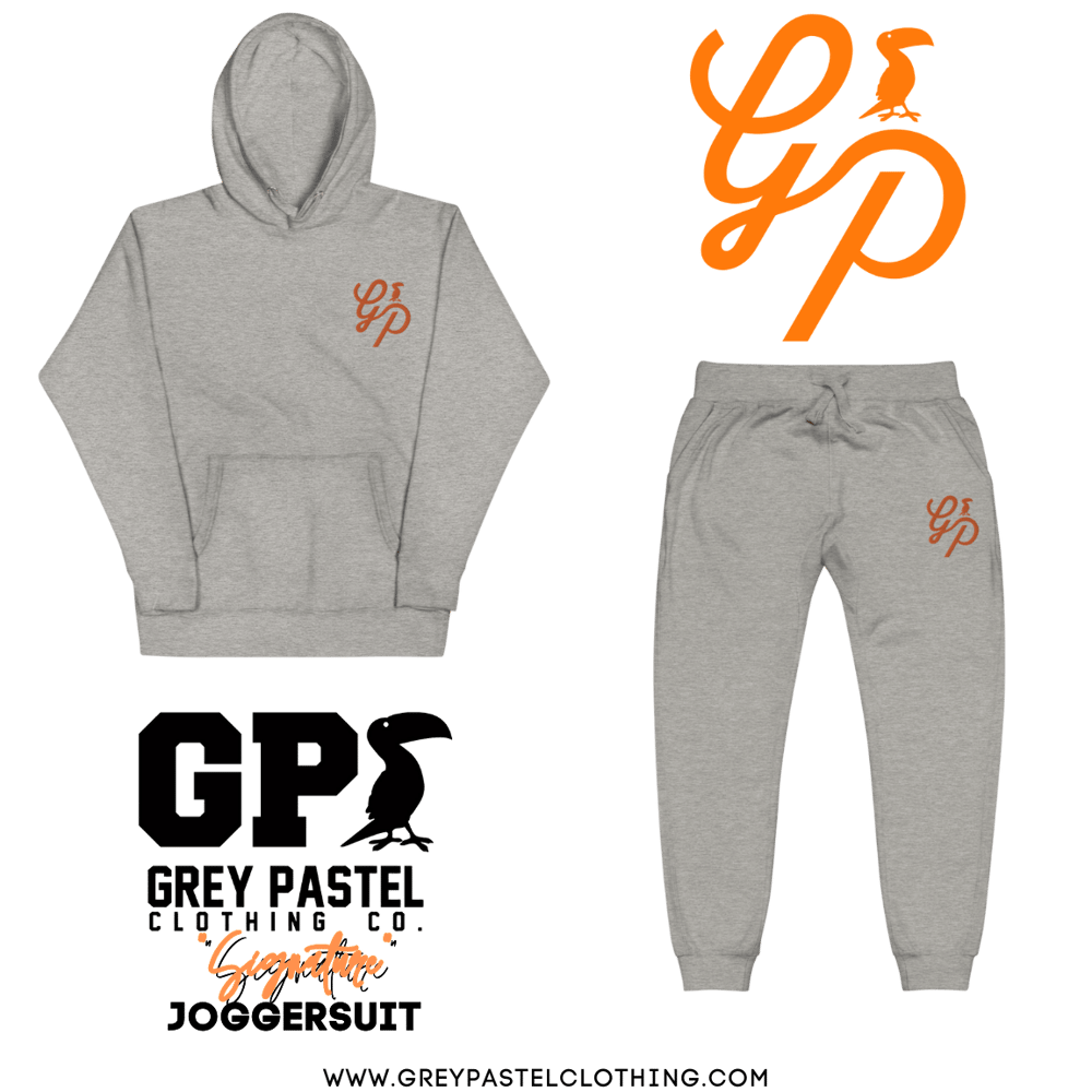 Grey Pastel "Signature" Embroidered Carbon Grey Joggersuit