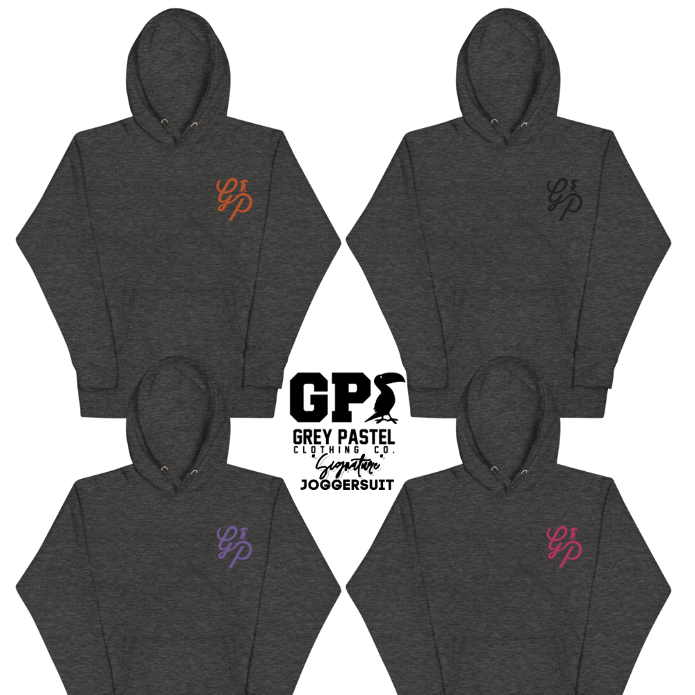 Grey Pastel "Signature" Embroidered Dark Grey Heather Joggersuit