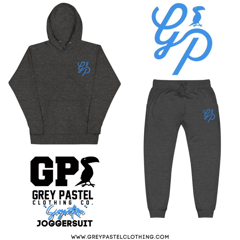 Grey Pastel "Signature" Embroidered Dark Grey Heather Joggersuit