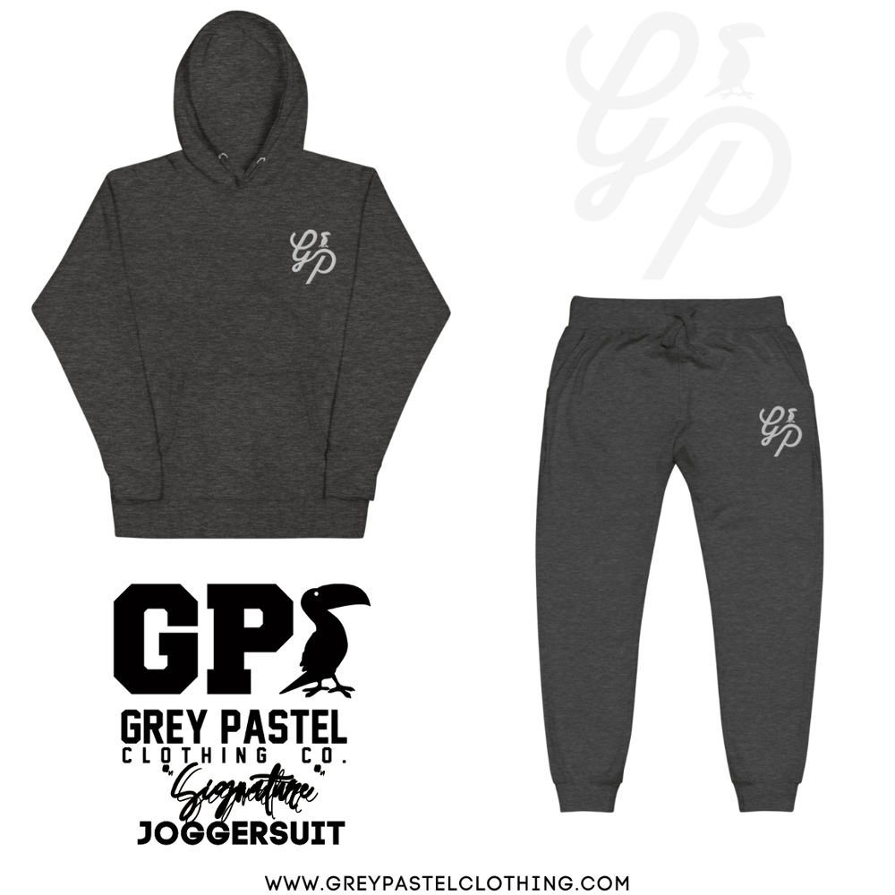 Grey Pastel "Signature" Embroidered Dark Grey Heather Joggersuit