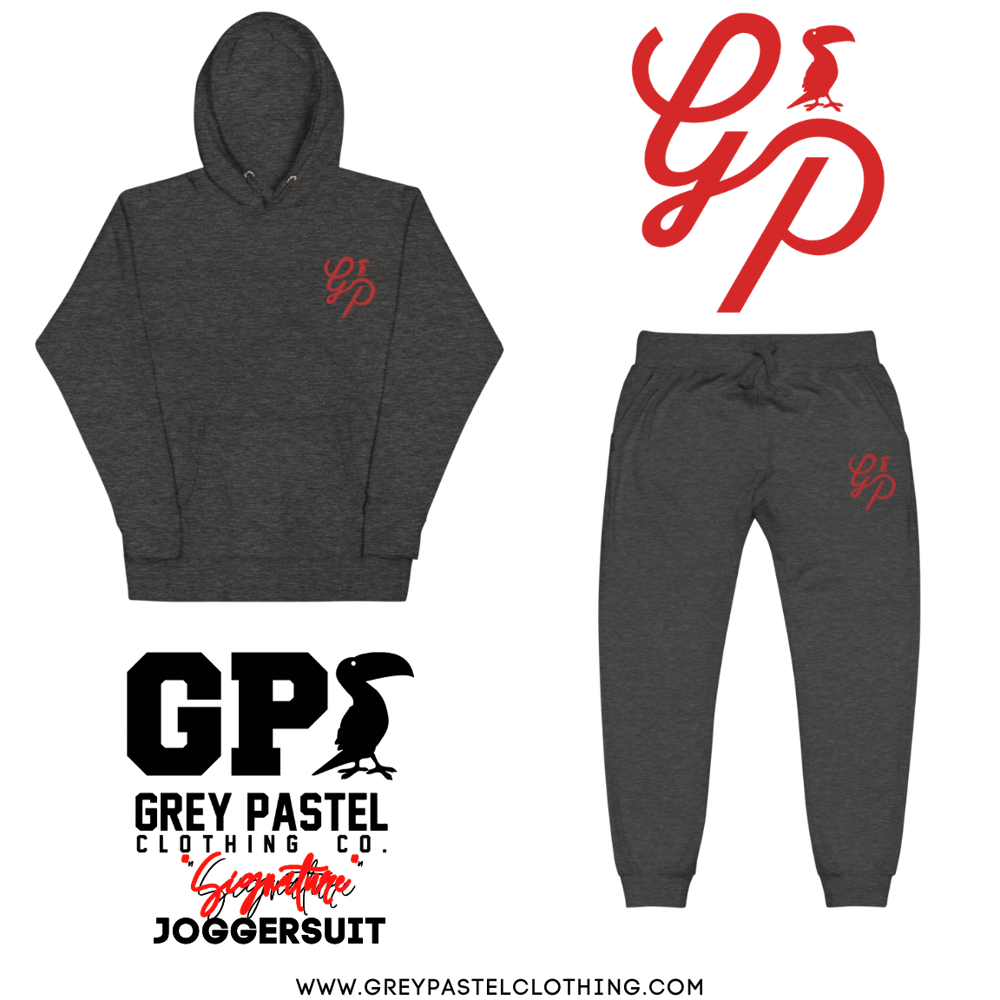 Grey Pastel "Signature" Embroidered Dark Grey Heather Joggersuit 