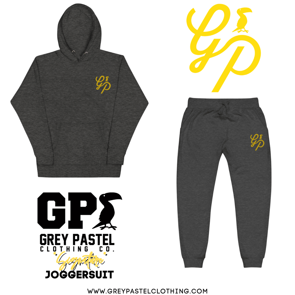 Grey Pastel "Signature" Embroidered Dark Grey Heather Joggersuit