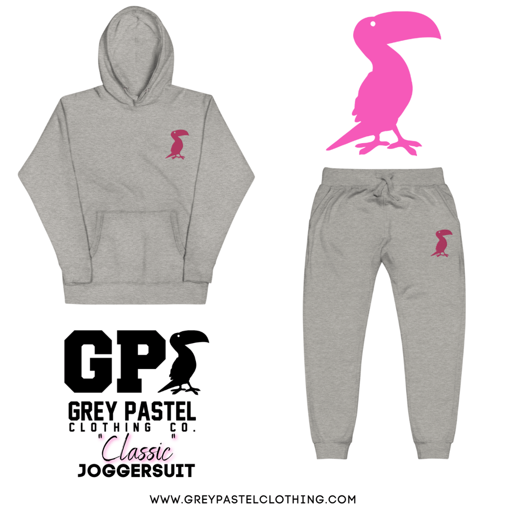 Grey Pastel "Classic" Embroidered Carbon Grey Joggersuit 